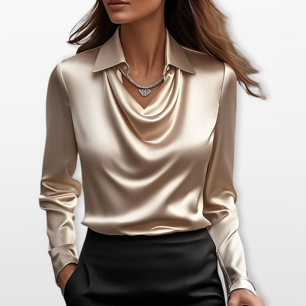 Women Draped Cowl Neck Blouse