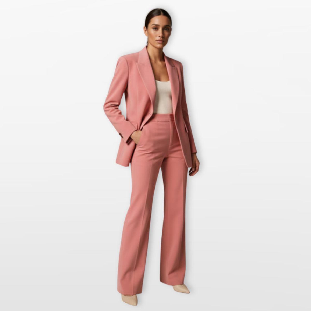 Women Tailored Blazer Pants Suit Elegant