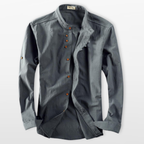 Men Mandarin Collar Button Up Shirt