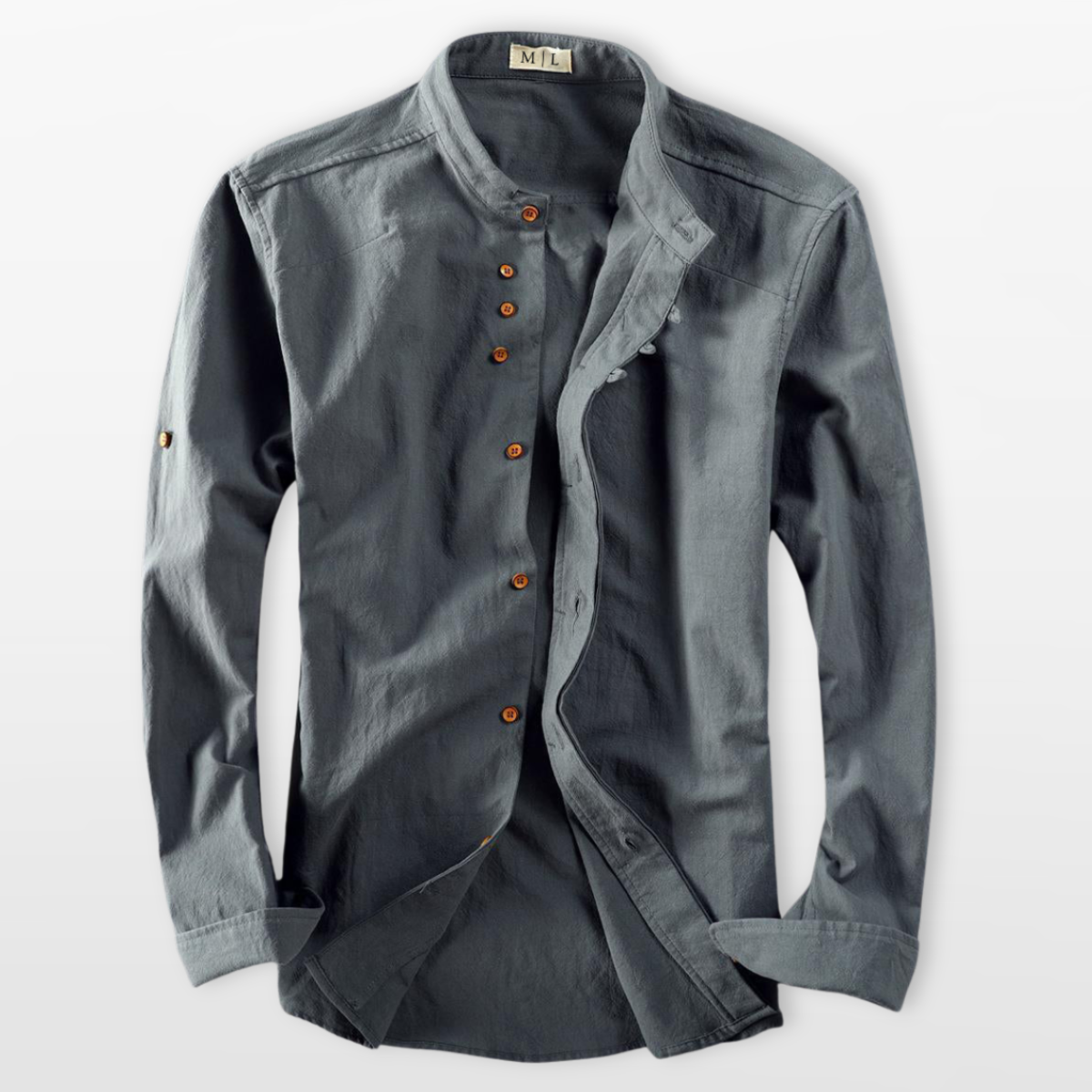 Men Mandarin Collar Button Up Shirt