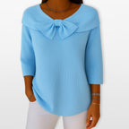 Women Ribbed Bow Knit Top