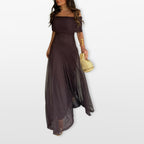 Women’s Off Shoulder Maxi Dress Mesh Elegant