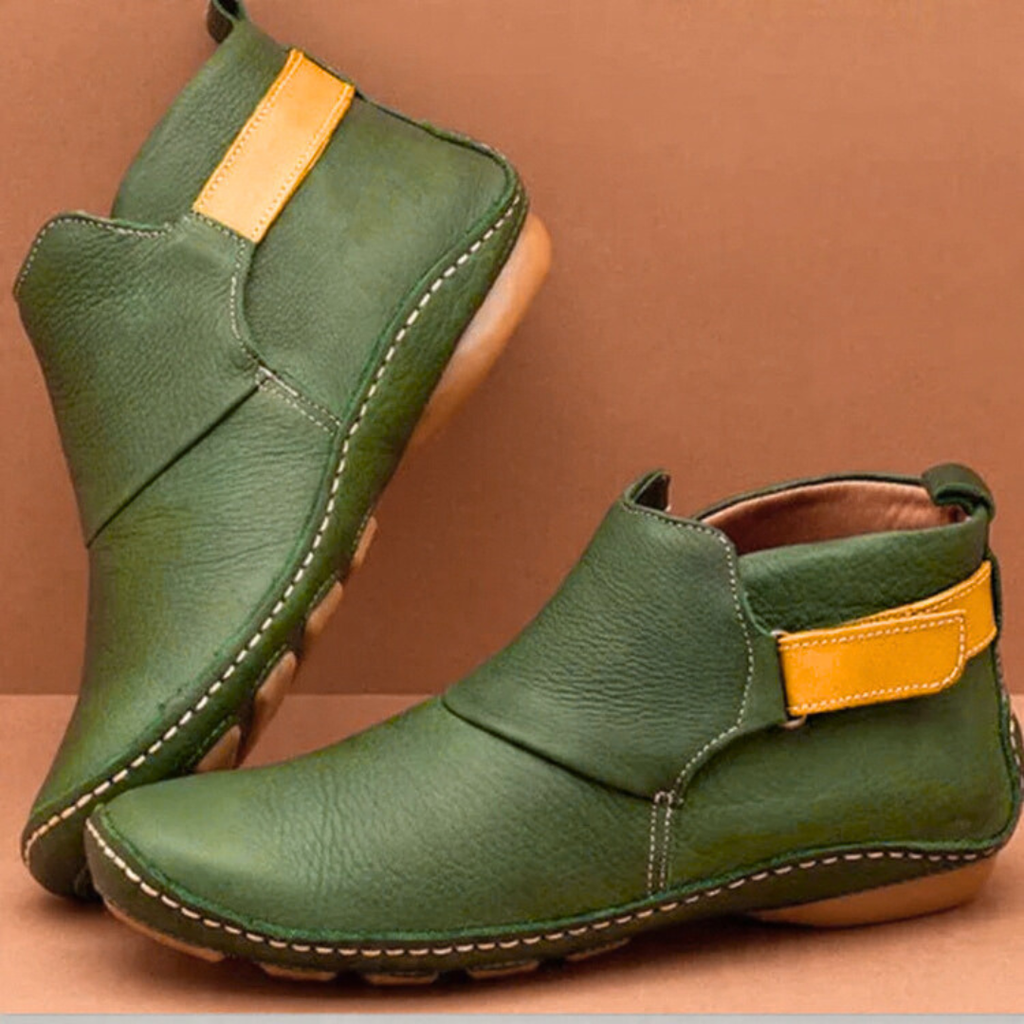 Women’s Contrast Strap Flat Ankle Boots