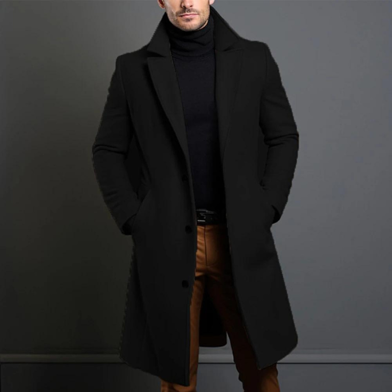 Men’s Long Single-Breasted Overcoat
