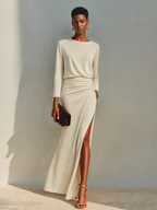 Women's Wedding Guest Maxi Dress with Side Slit