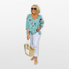 Women’s Floral Button Blouse Relaxed Fit