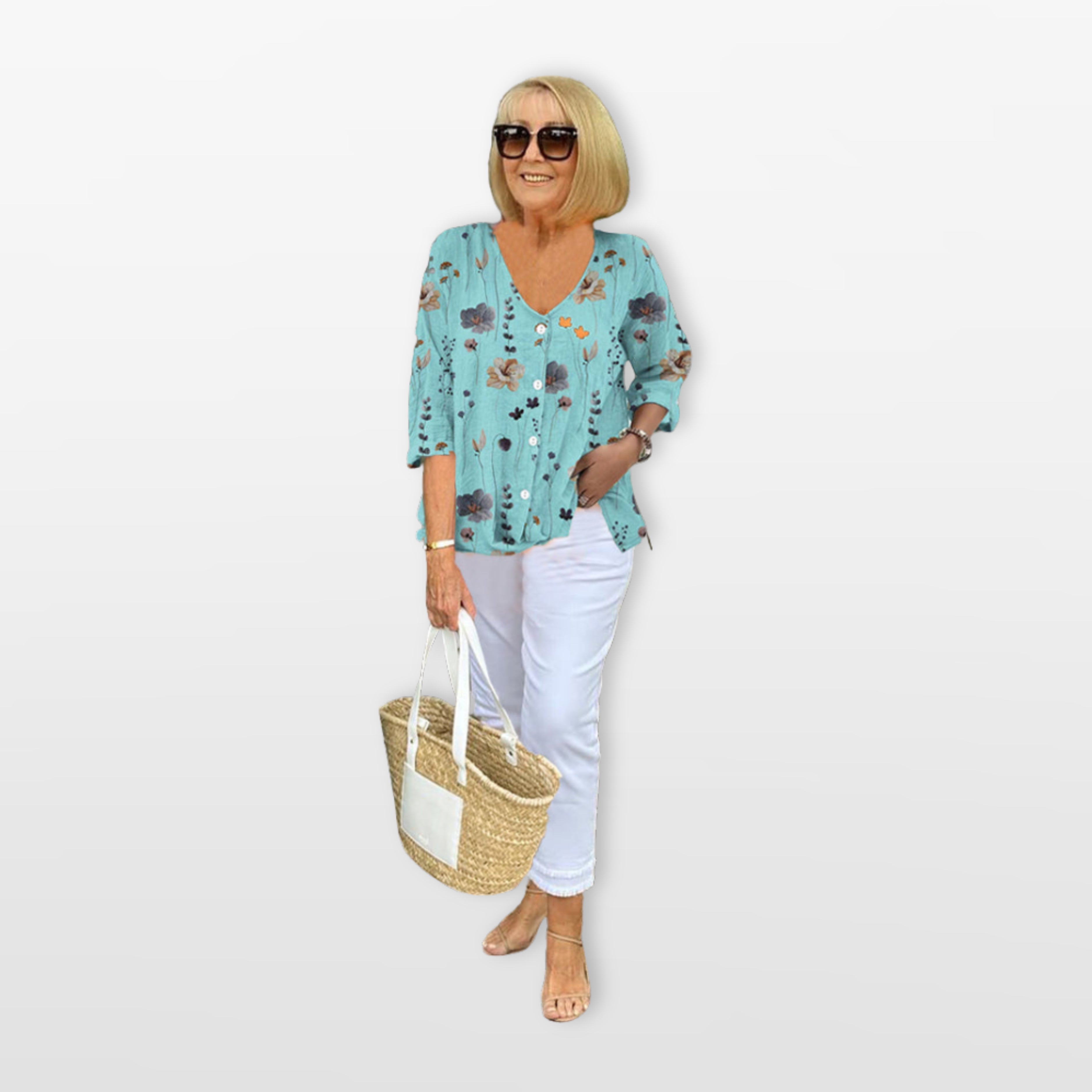 Women’s Floral Button Blouse Relaxed Fit