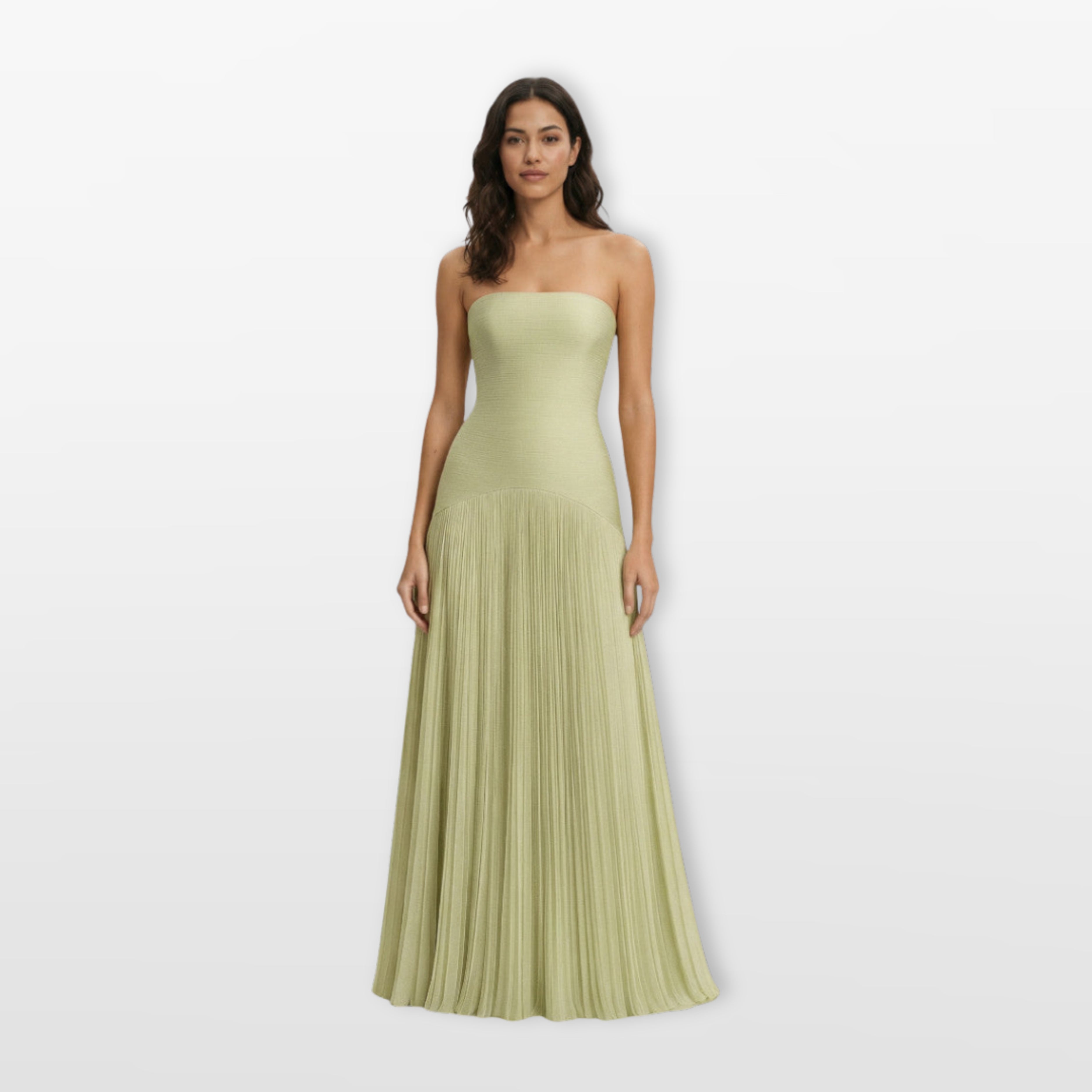 Women’s Strapless Pleated Maxi Dress Elegant