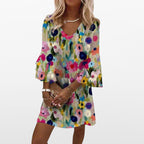 Women Floral Mini Dress V Neck