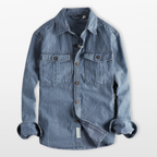Men Striped Denim Button Up Shirt