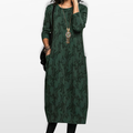 Women Printed Midi Dress With Pockets