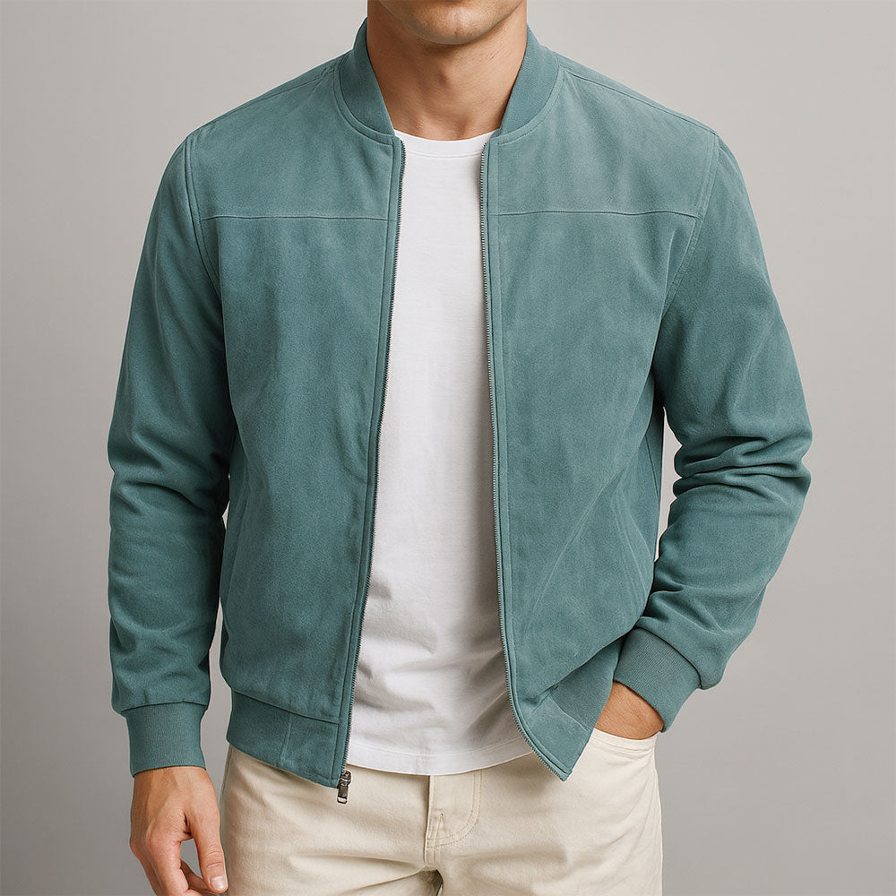 Men's Classic Suede Bomber Jacket