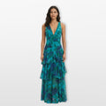 Women’s Floral Maxi Dress Backless Tiered Flowing