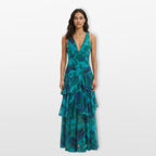 Women’s Floral Maxi Dress Backless Tiered Flowing