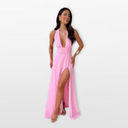 Women’s Halter Maxi Dress With Slit