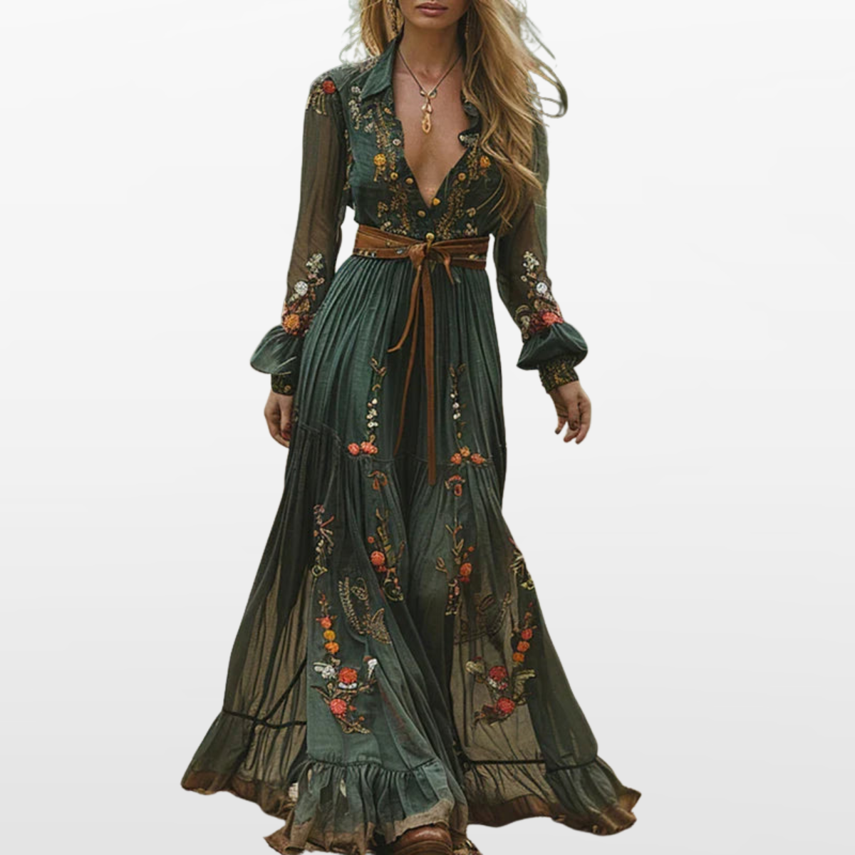 Women Boho Flowing Maxi Dress