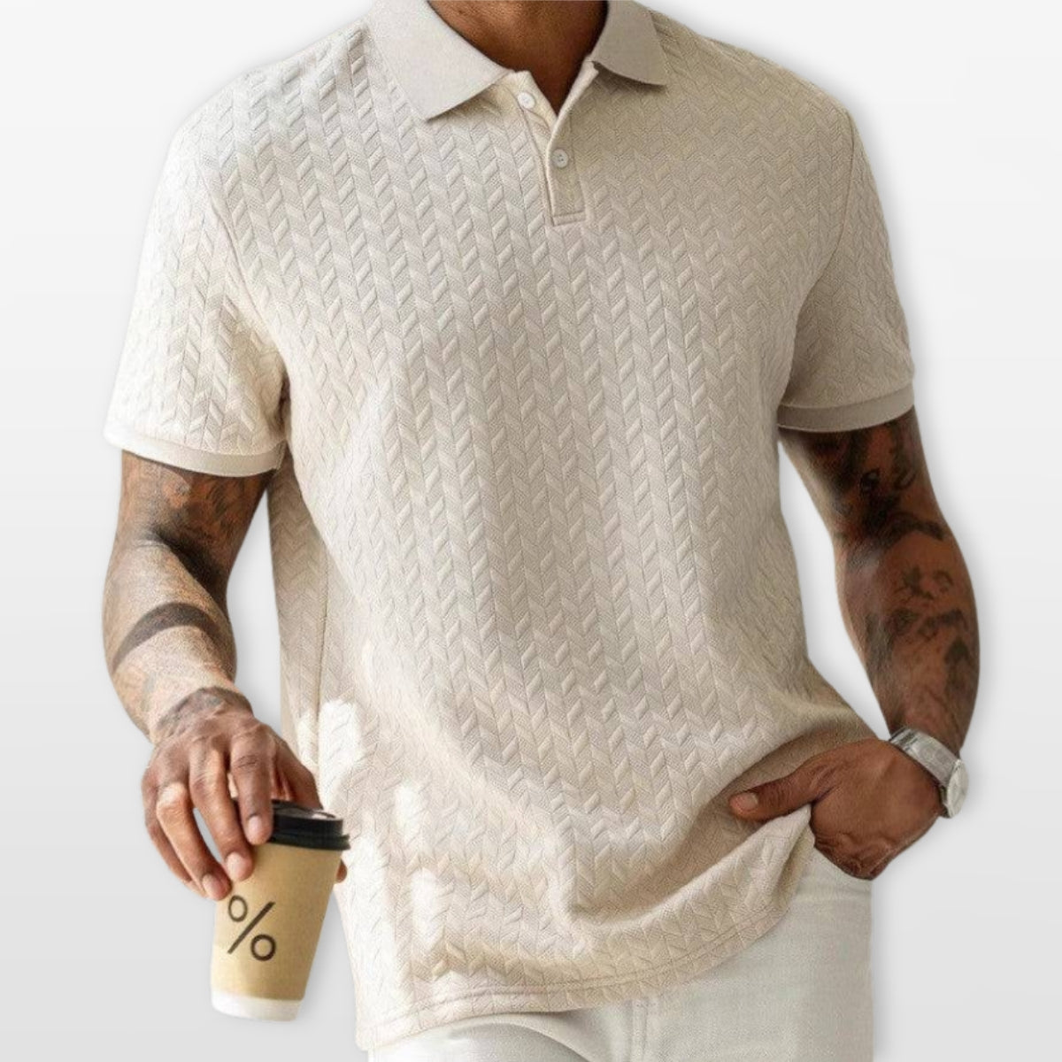 Men's Textured Short Sleeve Polo