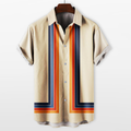 Men Retro Stripe Short Sleeve Shirt