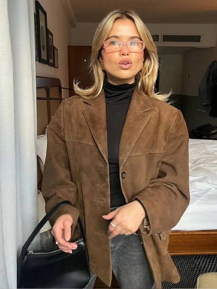Women's Suede-Look Casual Blazer