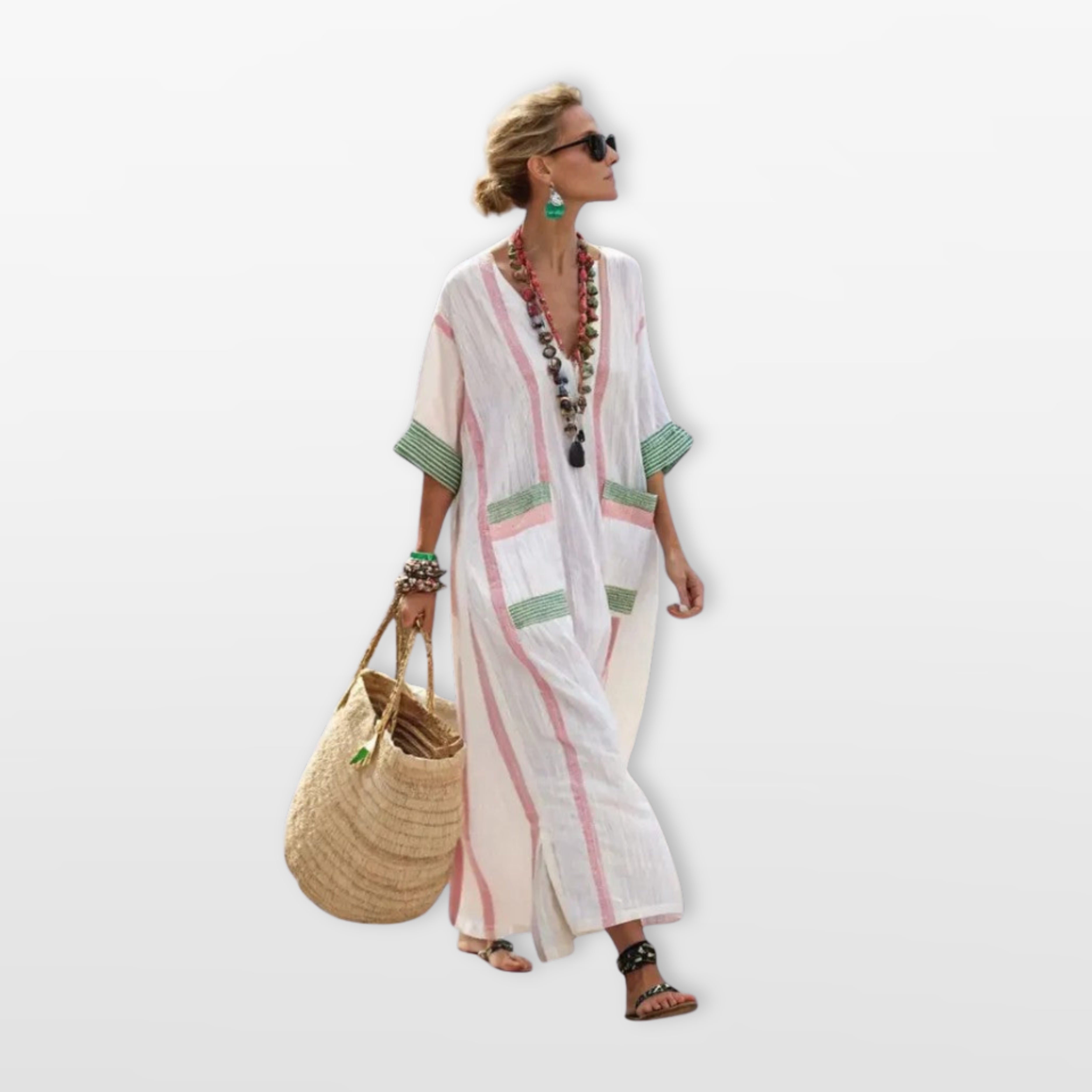 Women Boho Striped Maxi Dress
