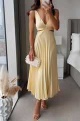 Women's Cutout Pleated Midi Dress