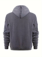 Men's Full-Zip Hooded Sweatshirt with Sleeve Detail