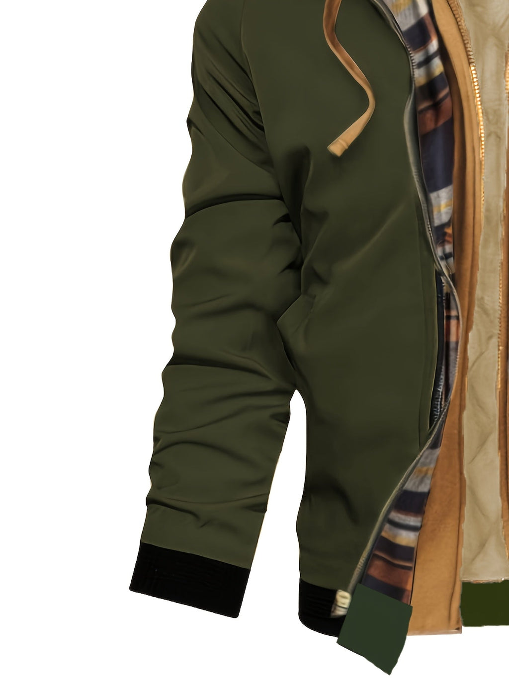 Men’s Hooded Jacket with Plaid Trim