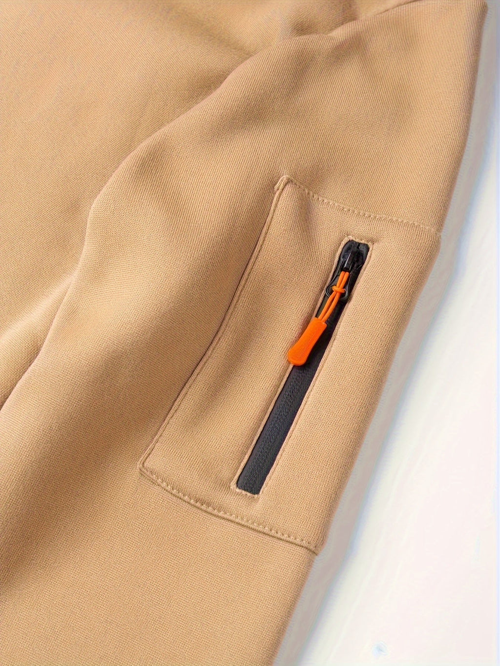 Men's Full-Zip Hooded Sweatshirt with Sleeve Detail