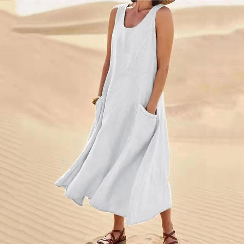 Women's Linen Pocket Maxi Dress