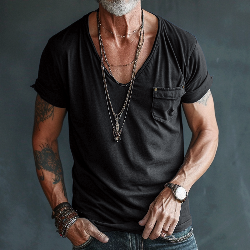 Men’s Scoop Neck Pocket Tee