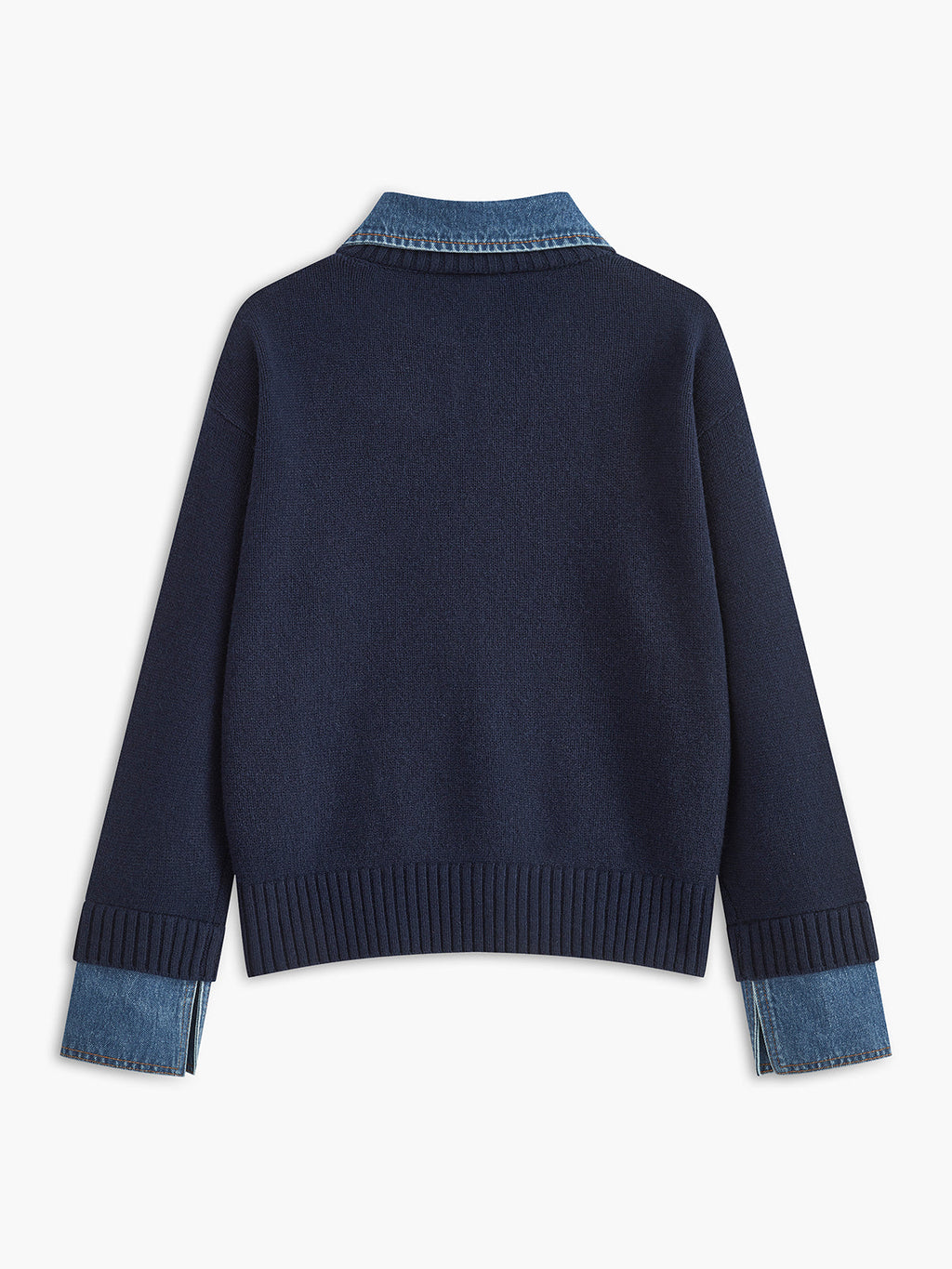Women's Collared Knit Sweater with Layered Cuffs