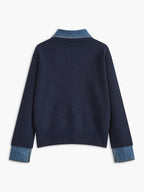 Women's Collared Knit Sweater with Layered Cuffs
