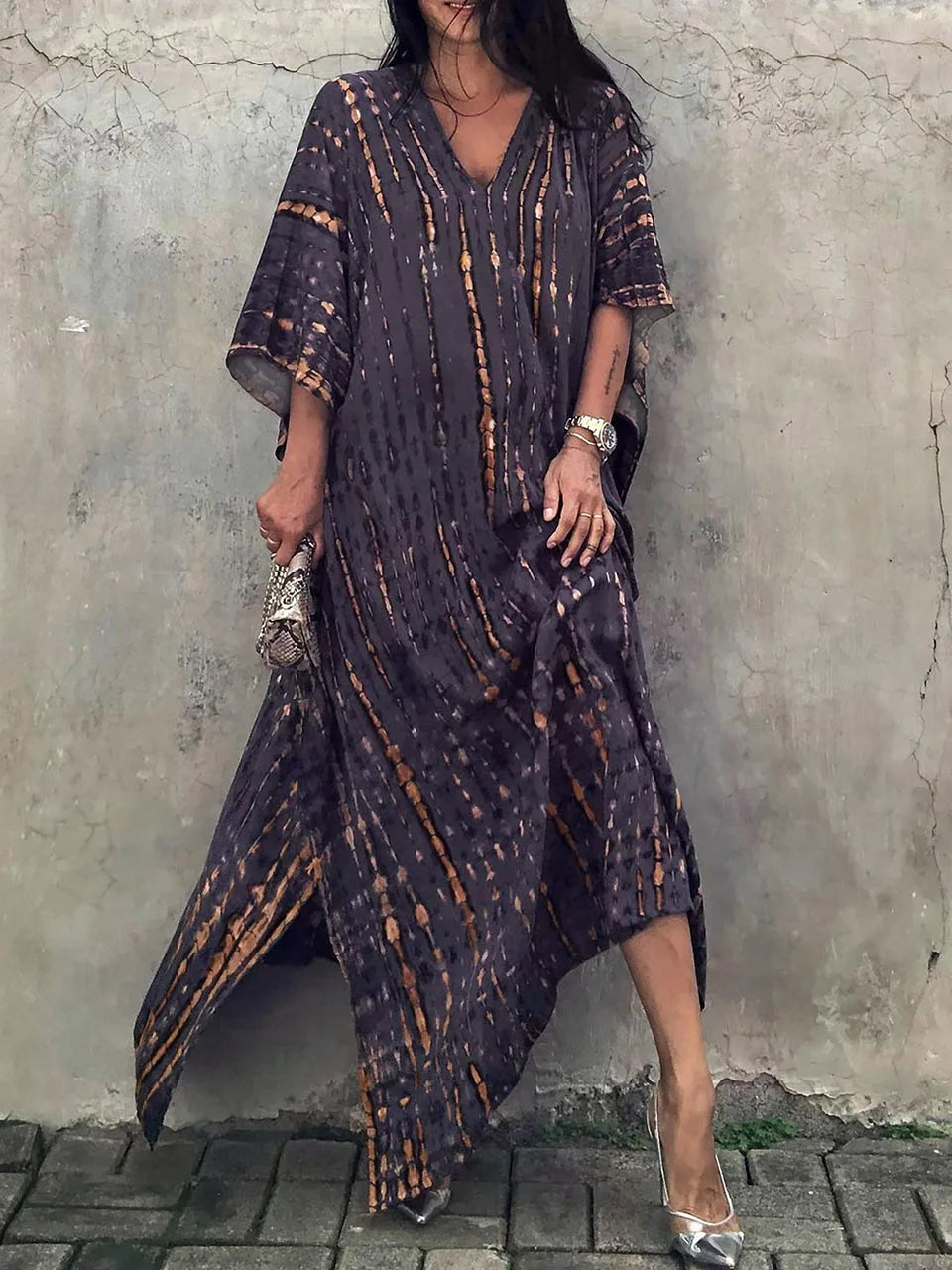 Women's Tie Dye Kaftan Maxi Dress
