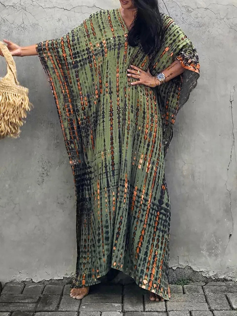 Women's Tie Dye Kaftan Maxi Dress