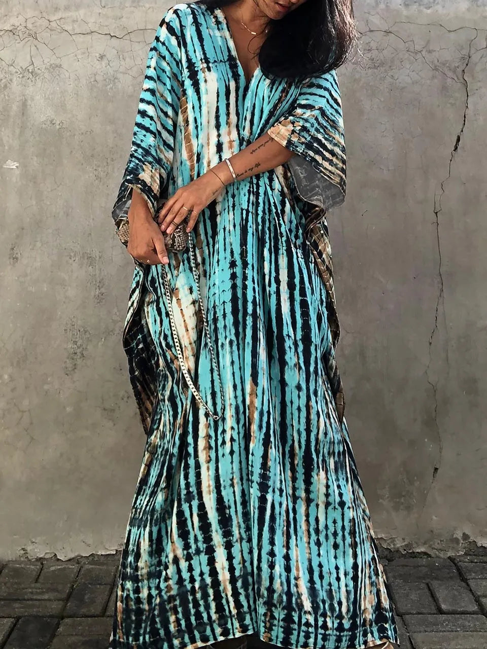 Women's Tie Dye Kaftan Maxi Dress
