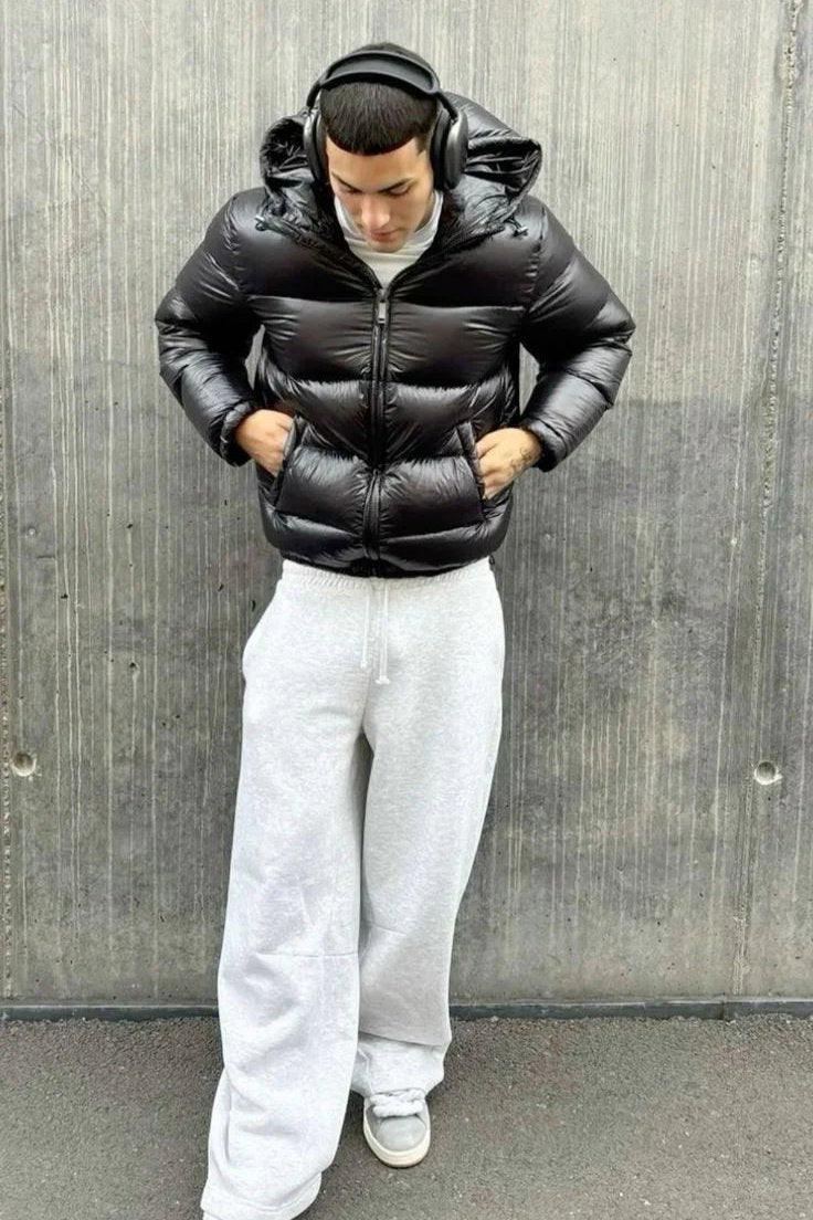 Men’s Hooded Puffer Jacket With Zip Front