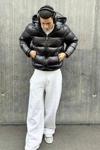 Men’s Hooded Puffer Jacket With Zip Front