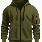 Men's Full-Zip Hooded Sweatshirt with Sleeve Detail