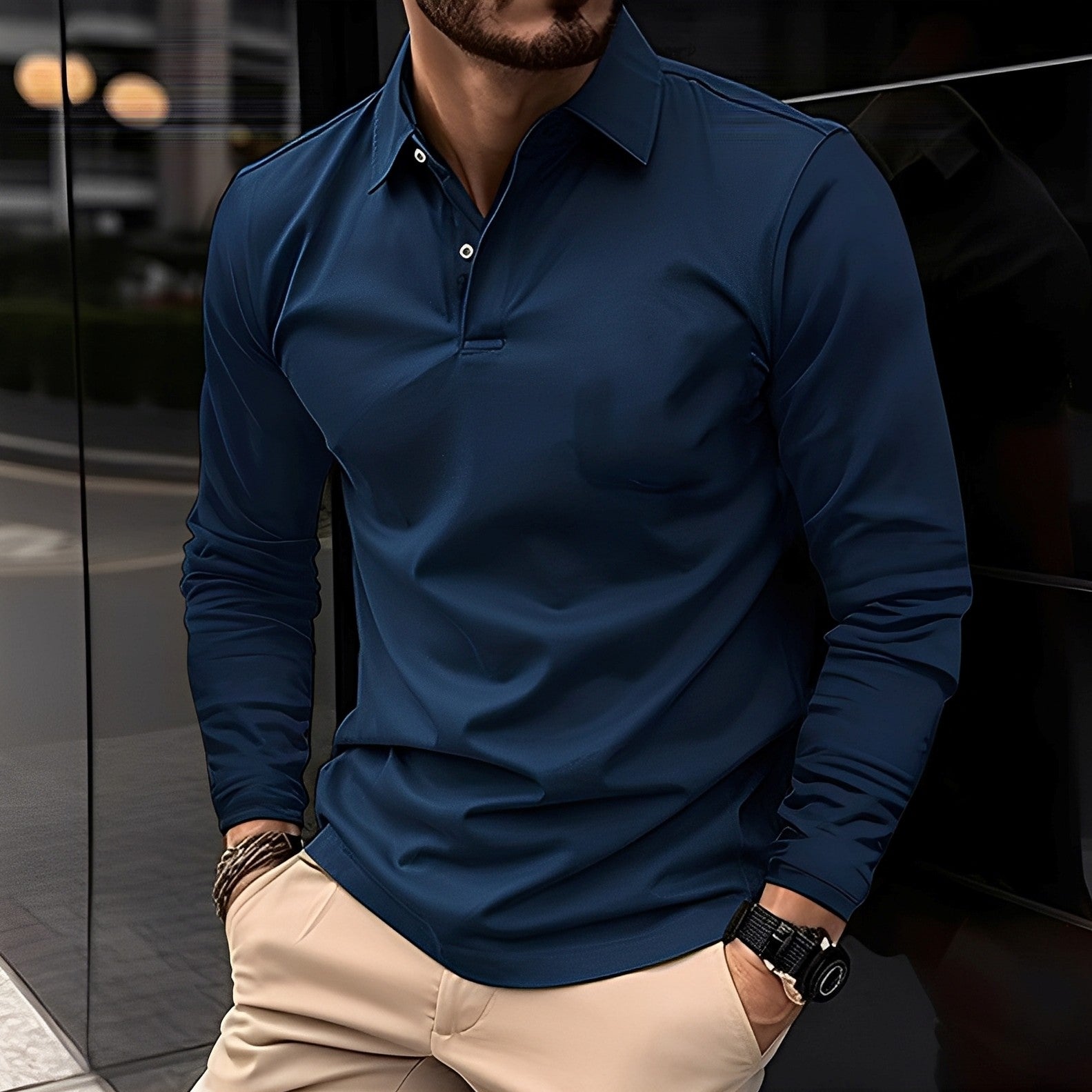 Men’s Long Sleeve Slim Fit Polo