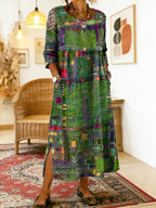 Women’s Abstract Print Midi Dress