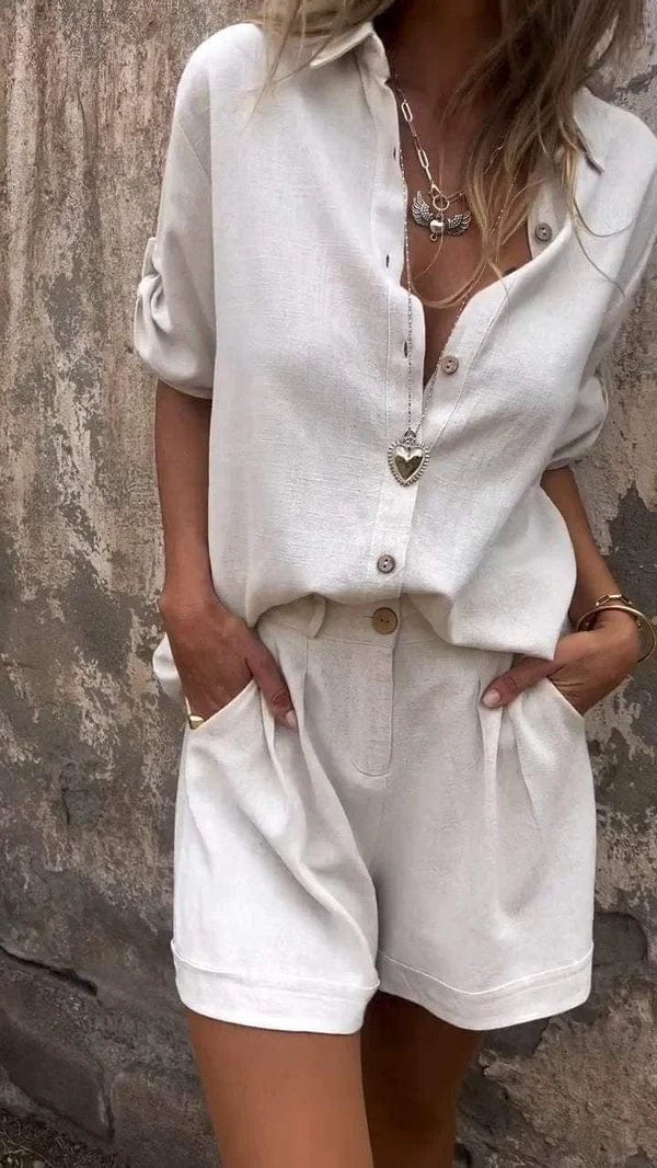 Women’s Relaxed Button Shorts Set