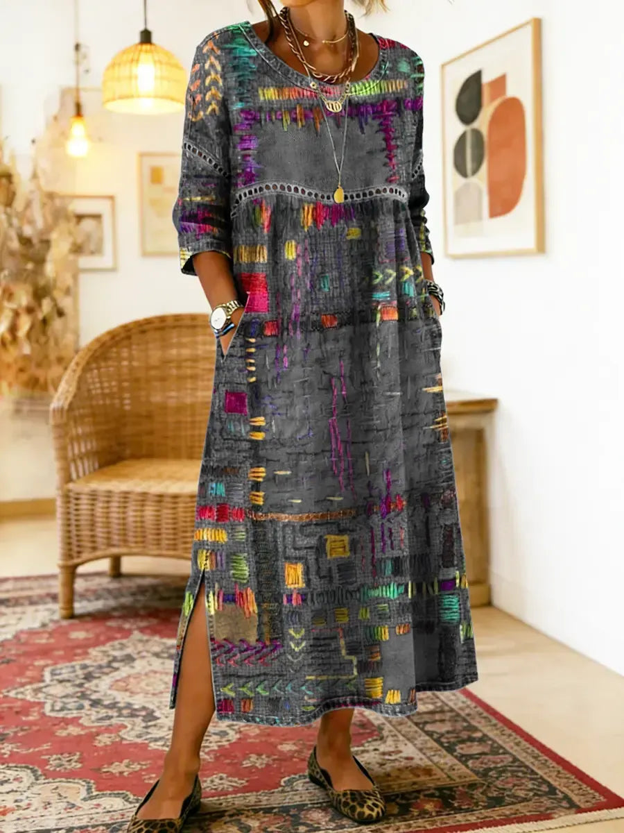 Women’s Abstract Print Midi Dress