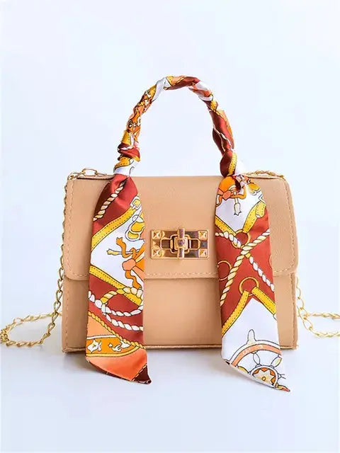 Women's Structured Handbag with Scarf Detail