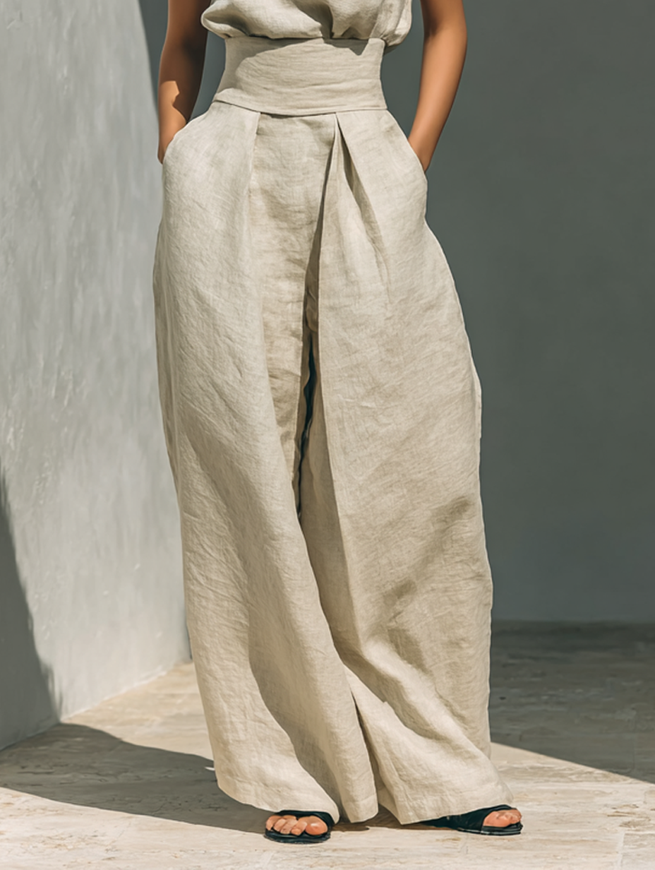 Women's Linen Wide Leg Jumpsuit