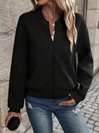 Women's Textured Zip-Front Bomber Jacket