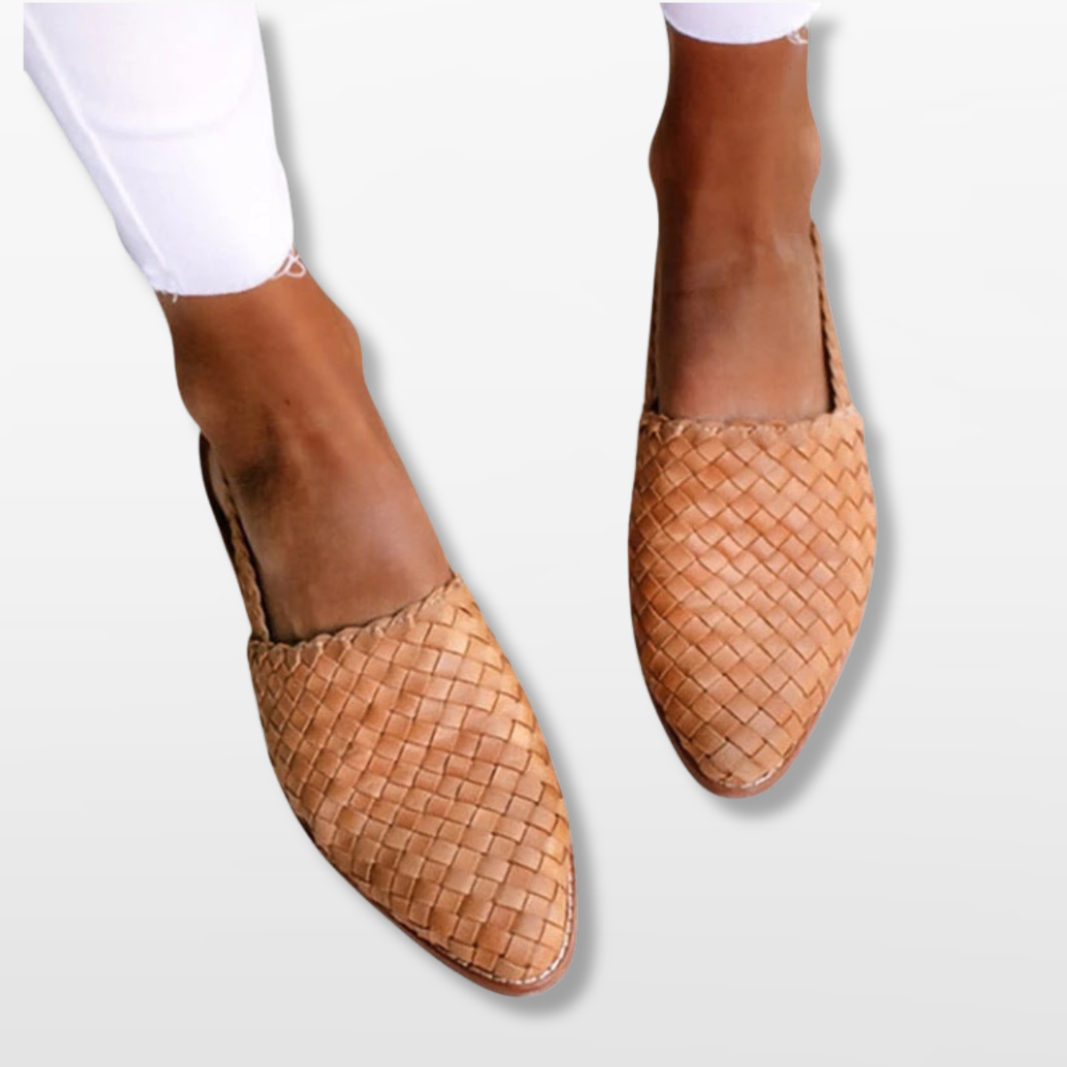 Women Elegant Woven Pointed Toe Loafers