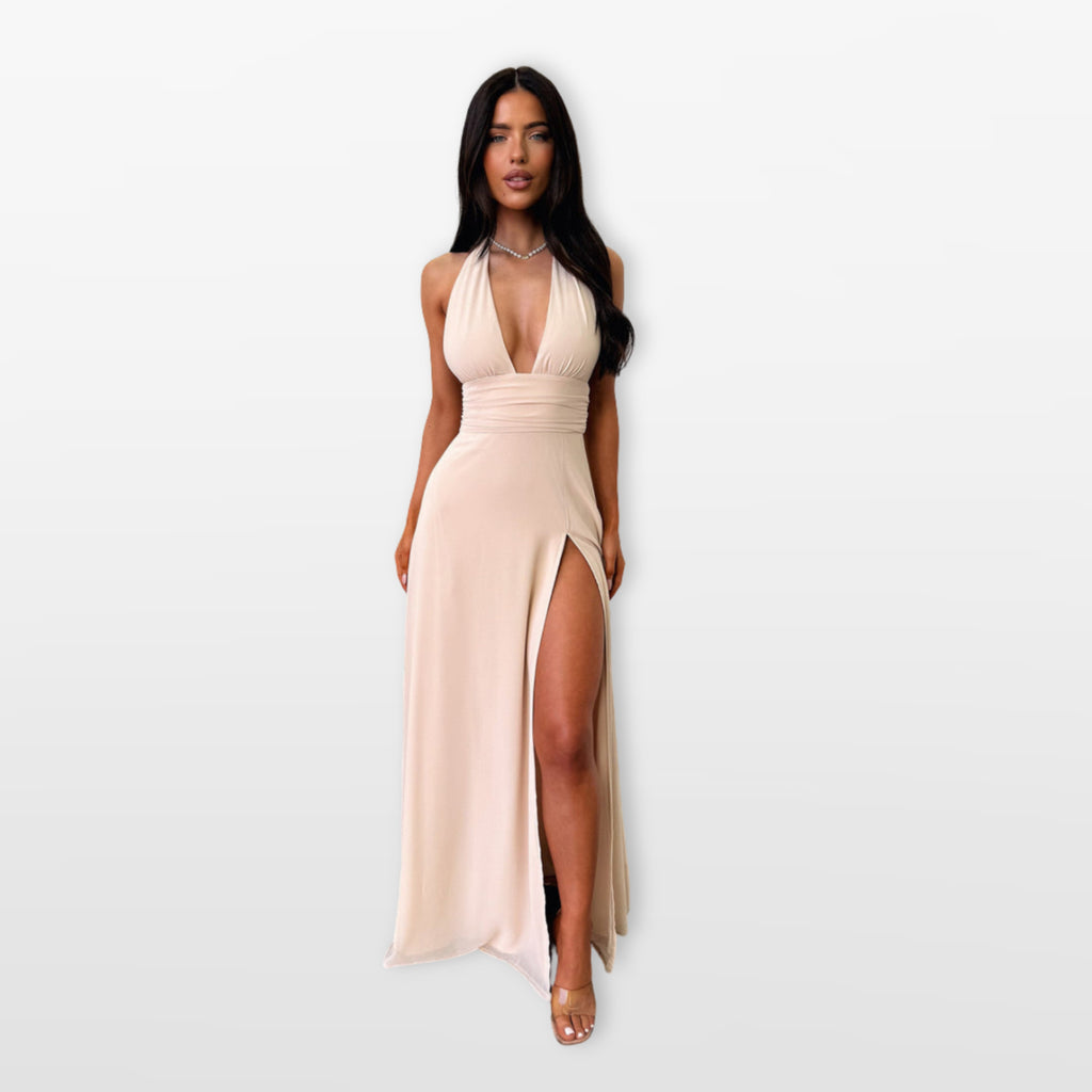 Women’s Halter Maxi Dress With Slit