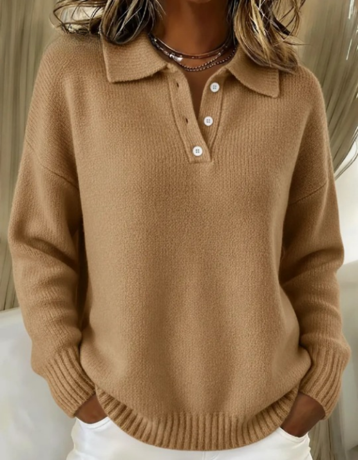 Women’s Relaxed Knit Polo Sweater
