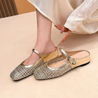 Women’s Woven Mary Jane Mule Flats