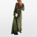 Women’s V Neck Maxi Dress Long Sleeve Flowing